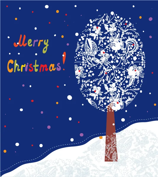 Cartão de Natal com árvore — Vetor de Stock