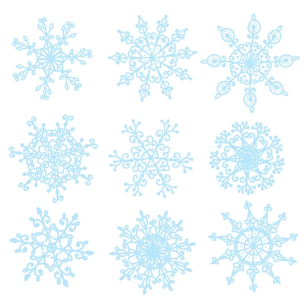 Snowflakes set funny design — Stock Vector