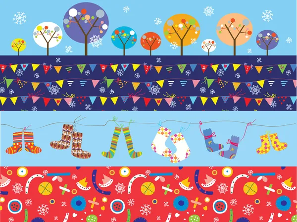 Noel afişler süsleri, ağaçlar, çorap, desenleri ile