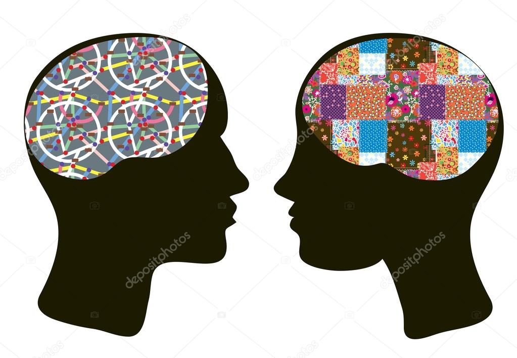 Brains and thinking concept of man and woman