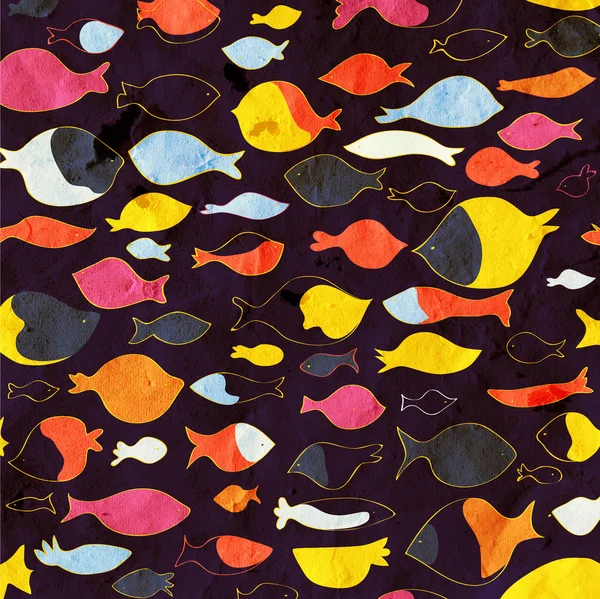 Abstract fishes background on paper texture — Stock Photo, Image