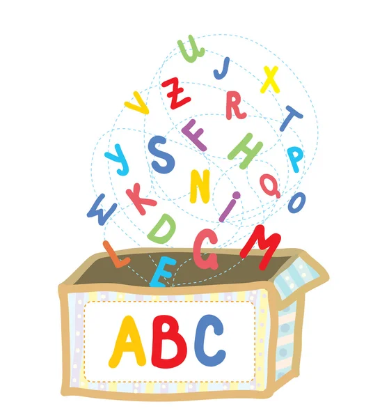 Abc のボックスの面白い教育のコンセプト — ストックベクタ