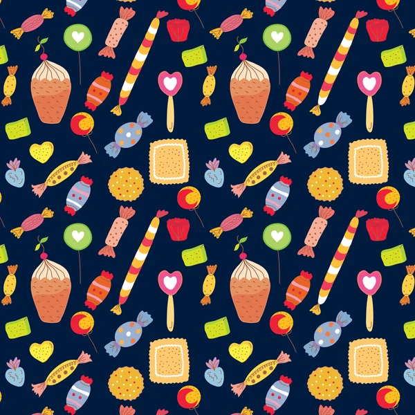 Dulces fondo divertido con caramelos — Vector de stock