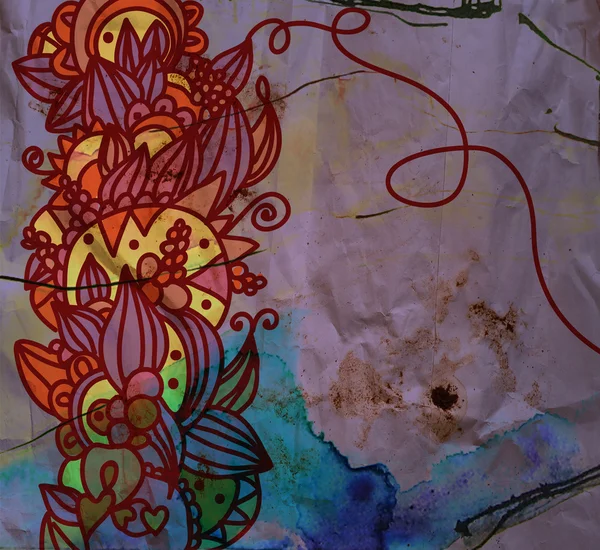 Arrière-plan abstrait traditionnel floral sur la texture grunge — Photo