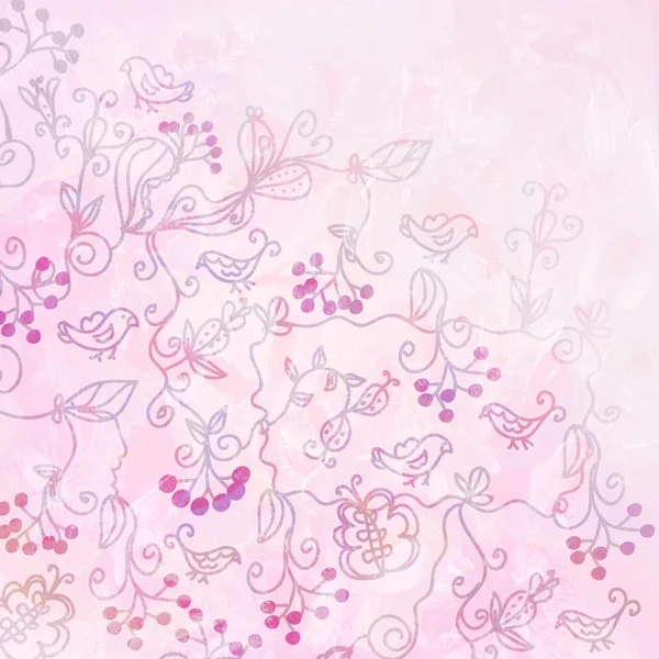 Romantiska hälsning blommor rosa — Stockfoto