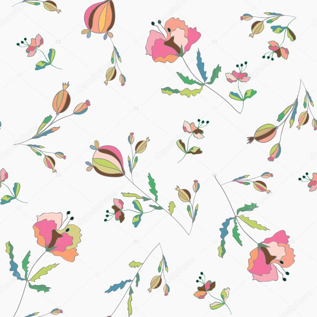 Poppies floral seamless pattern