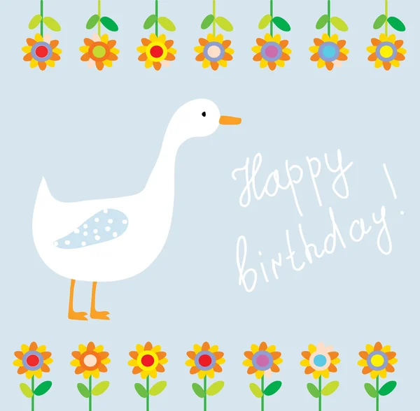 फुलांसह मुलासाठी वाढदिवस मजेदार कार्ड — स्टॉक व्हेक्टर