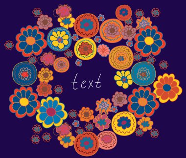 çerçeve etnik çiçeklerle dekorasyon