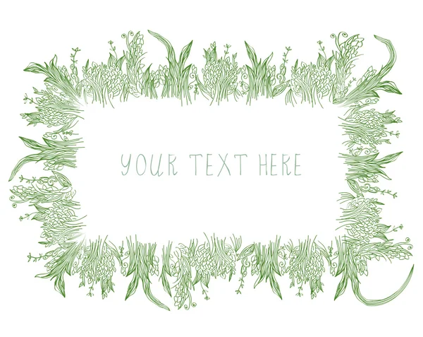 Grass frame background hand drawn — Stock Vector