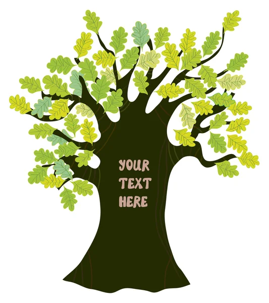 Oak tree - frame for text illustration funny design — Stock Vector