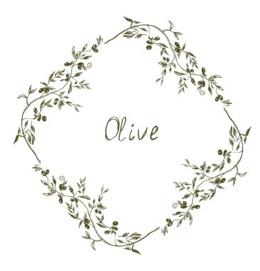 Zeytin çerçevesi çizilmiş el tasarım