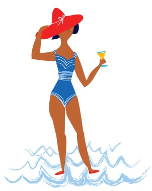 dziewczyna na plaży kreskówka