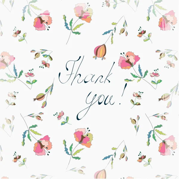 Thank you floral greeting card — Stock Vector