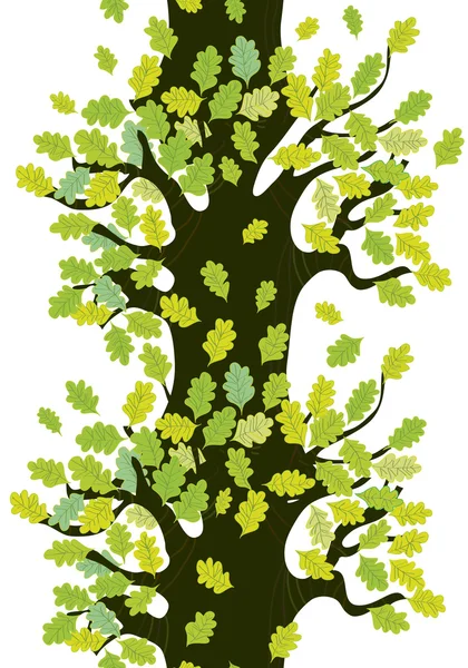 Tree seamless border with oak leaves cute — Stock Vector