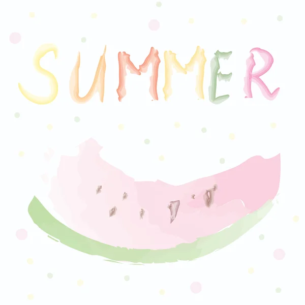 Sommar kort med vattenmelon - akvarell konstnärliga — Stock vektor