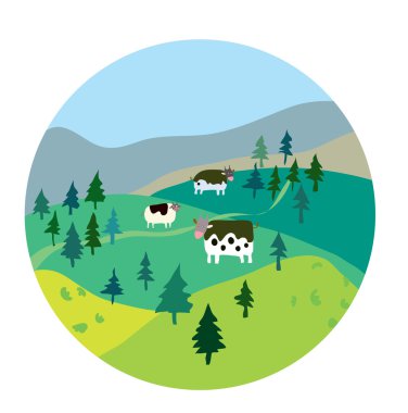 inek ve manzara resim