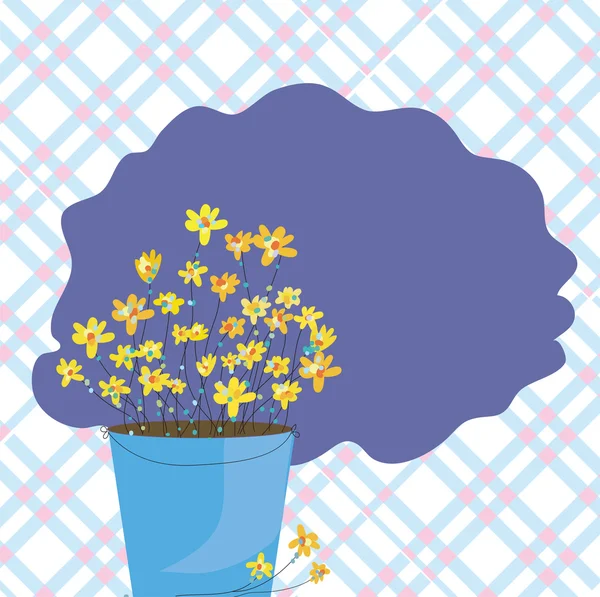 Nergis çiçek, çerçeve ve ekose tebrik kartı — Stok Vektör