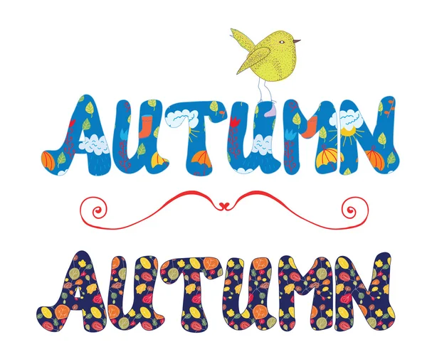 Etiqueta de otoño para la venta o tarjeta con patrón floral , — Archivo Imágenes Vectoriales