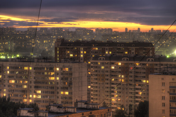 Sunset in an urban area.HDR.