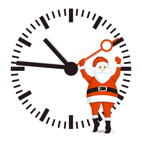 Papai Noel com relógio — Vetor de Stock