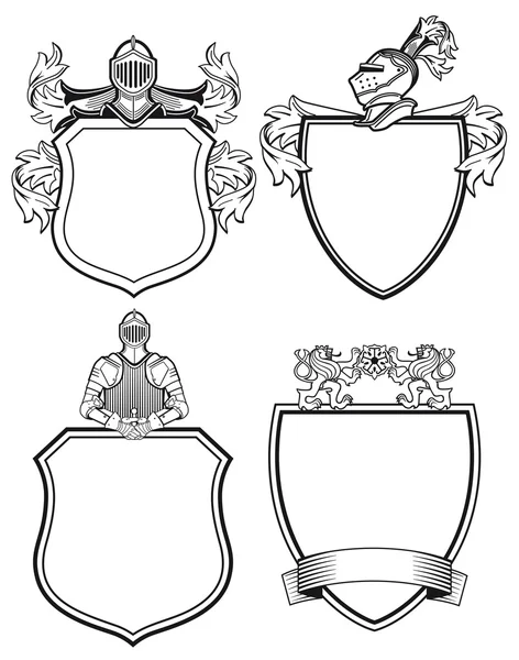Knight shields and crests — Stock Vector