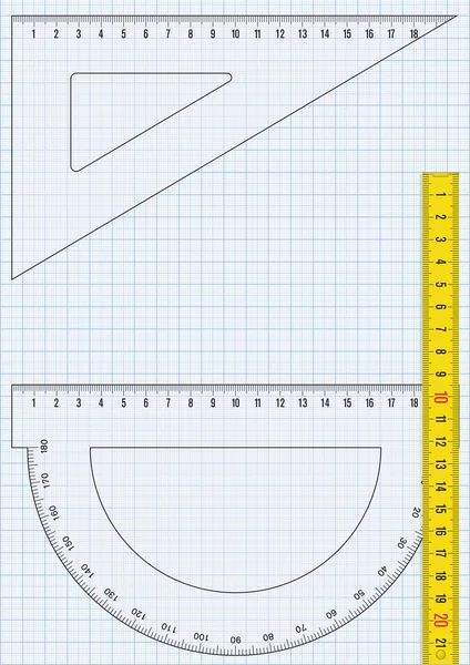 Papel gráfico y reglas — Vector de stock