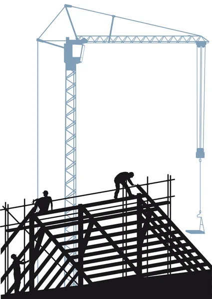 Construction site with crane — Stock Vector