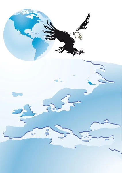 Aigle avec globe — Image vectorielle