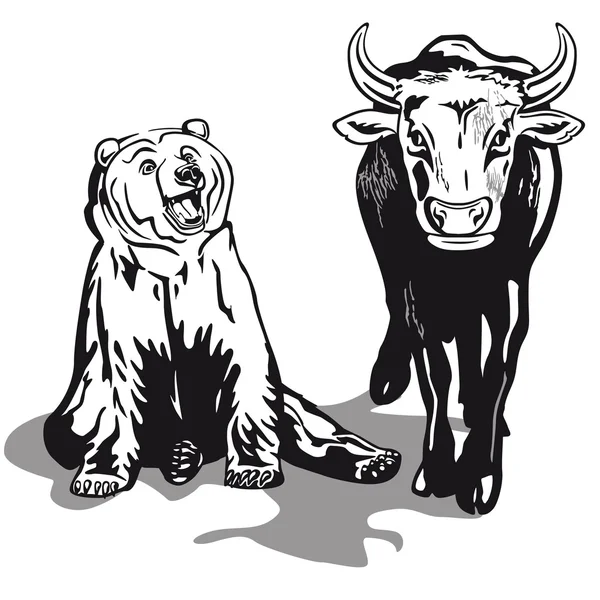 Bull and Bear — Stock Vector