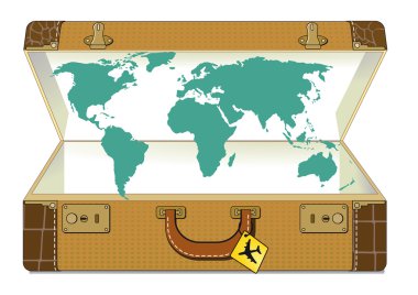 World traveling with suitcase