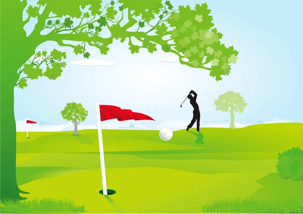 Golfeurs sur le terrain — Image vectorielle