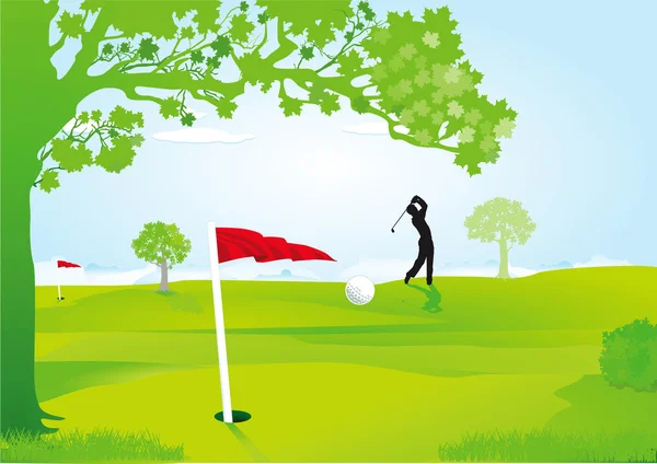 Golfers on the course — Stock Vector