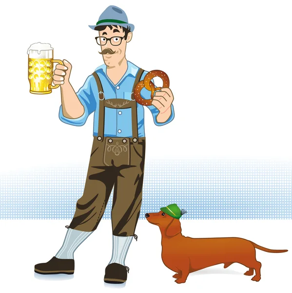 Bayer with beer and dachshund — Stock Vector