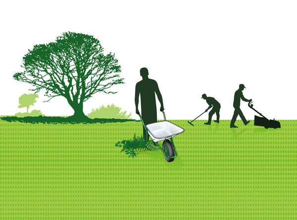 Садовник с тележкой
