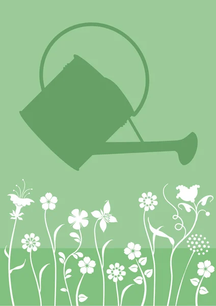 Watering can with flowers — Stock Vector