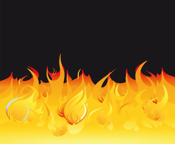 Φωτιά φλόγες σε σκοτεινό φόντο — Διανυσματικό Αρχείο