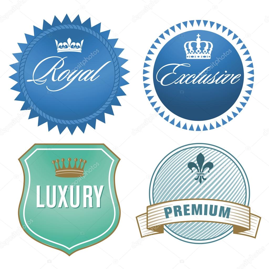 Luxury labels with crown. Crest.