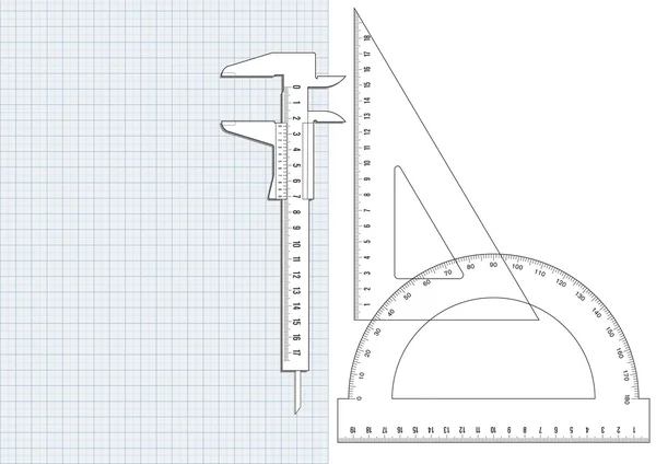 Grafiek papier en liniaal — Stockvector