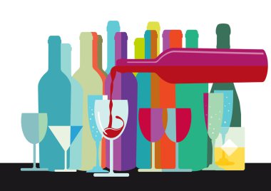 kadehler ve şişeler