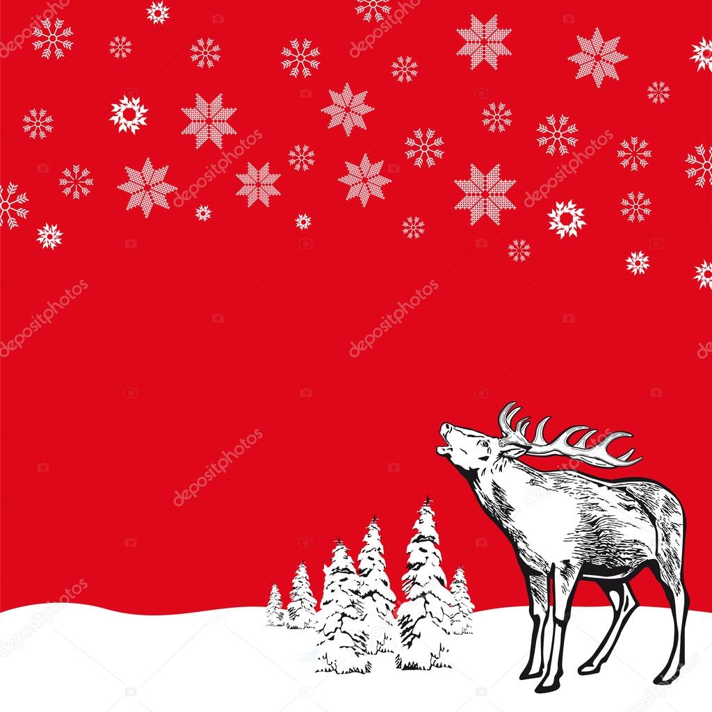 Christmas deer with snowflakes