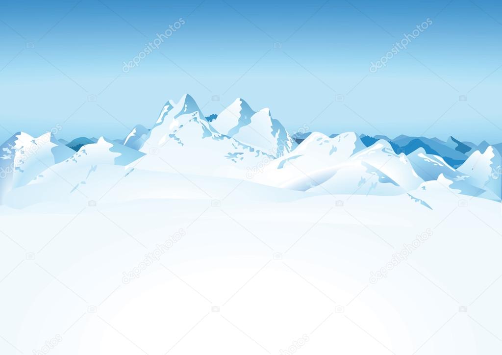 High mountains in the snow