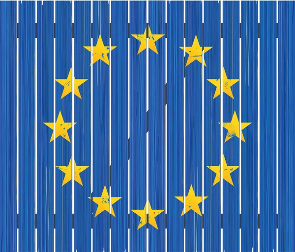 Drapeau européen sur clôture en bois — Image vectorielle