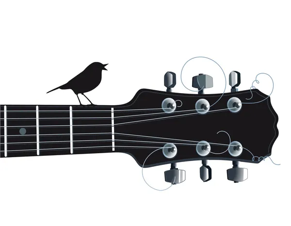 Gitarre mit Singvogel — Stockvektor