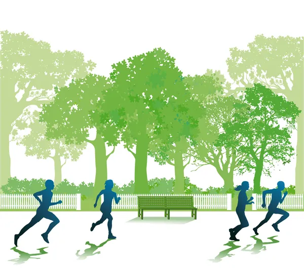 Corriendo en el Parque — Vector de stock