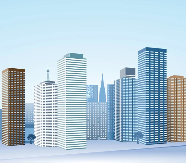 Grande città con grattacieli — Vettoriale Stock