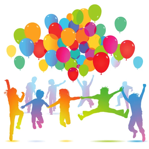 Kinderen verjaardag met ballon — Stockvector