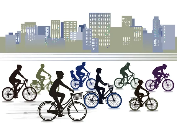 Ciclismo en la ciudad — Vector de stock