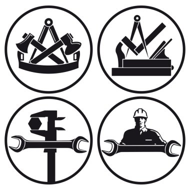 Carpenters, joiner, locksmith characters clipart