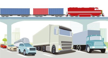 Kamyon taşımacılığı ve yük treniyle otoyol