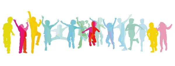 Illustration Einer Kindergruppe Die Zusammen Spaß Hat Isoliert Auf Weißem — Stockvektor